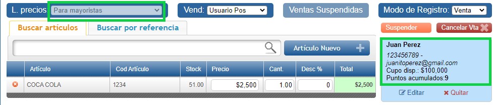 crear lista de precios pos colombia 9
